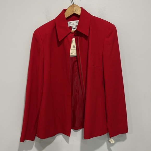 Talbots Collection 1990s pure new wool suit blazer zip closure size 4 NEW - Picture 8 of 16